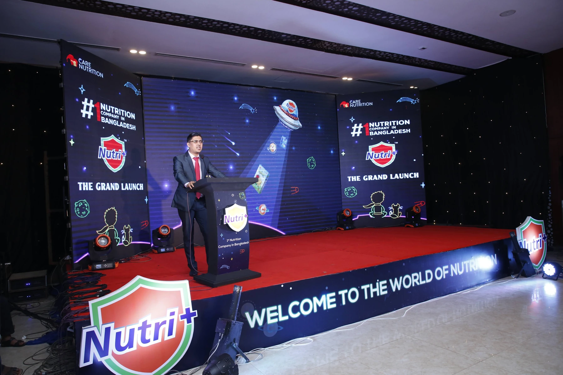 Nazmul Hasan presenting at the Nutri+ brand relaunch