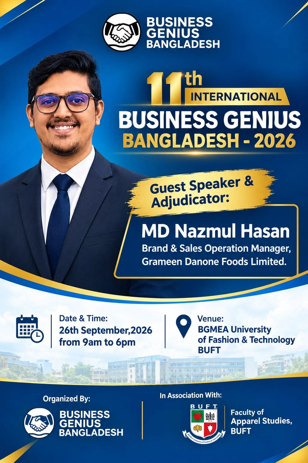 Guest Speaker & Adjudicator announcement — Business Genius Bangladesh 2026, BUFT